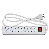 MULTIPRESA LINK 5 POSTI UNIVERSALI ITA/SCHUKO 10/16 A - SPINA 16 A CON INTERRUTTORE, BIANCA LKMP05 - immagine 2