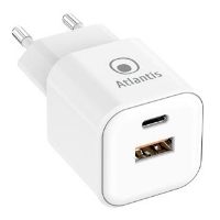ALIMENTATORE ATLANTIS UNIVERSALE per SMARTPHONE E TABLET P008-PD35GN-2U AC 35W output 1xUSB 1xUSB-C PD TECNOLOGIA GAN - immagine 2