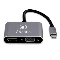ADATTATORE ATLANTIS A04-TC_HD+V+PD da USB-C a HDMI + VGA + PD + USB 3.0 - immagine 2