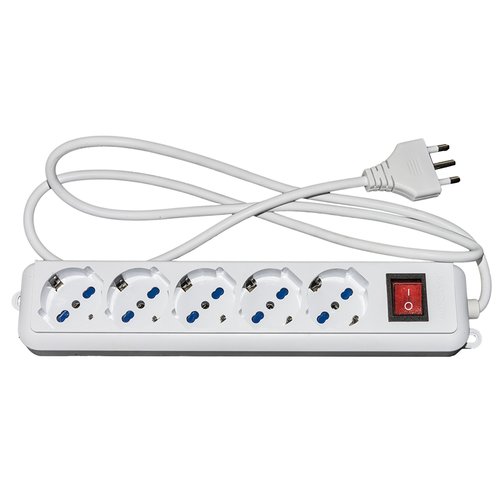 MULTIPRESA LINK 5 POSTI UNIVERSALI ITA/SCHUKO 10/16 A - SPINA 16 A CON INTERRUTTORE, BIANCA LKMP05