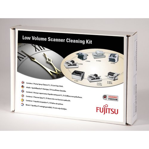 Low Volume Scanner Cleaning Kit - Includes 1 bottle of F1 cleaner and 75 sheets of lint-free cloth - SC-CLE-LV