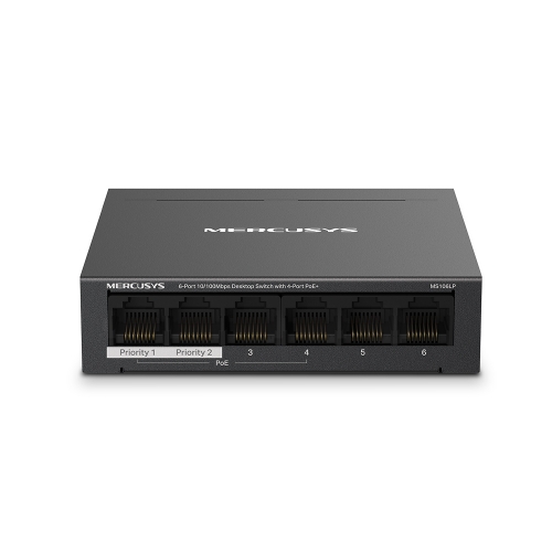 SWITCH MERCUSYS MS106LP 6P LAN 10/100Mbps con 4P PoE+ compatibile con 802.3af/at PDs, 40 W PoE Power