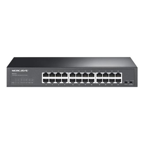SWITCH MERCUSYS MS124GS 24P Gigabit DESKTOP/RACKMOUNT - CASE IN ACCIAIO