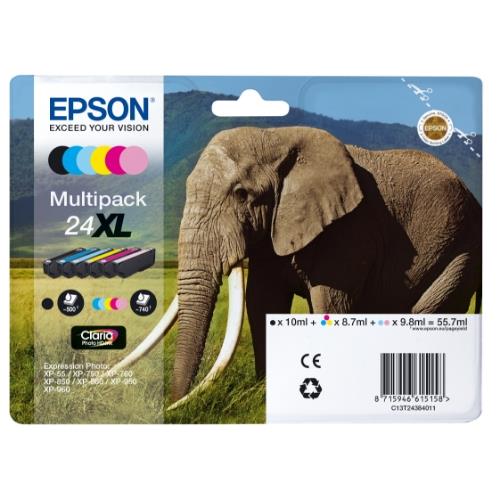 MULTIPACK EPSON 24XL 6C serie Elefante EPSON Claria Photo HD x XP-750 XP-850 XP-950 XP-760 XP-860 XP-960