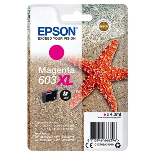 INK EPSON C13T03A34010 Magenta (Taglia XL) Stella Marina x WF-2820DWF WF-2840DWF WF-2870DWF XP-2150 XP-3150 XP-4150