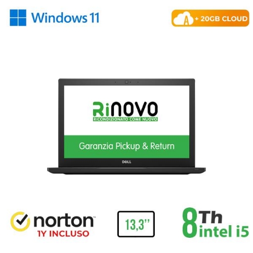 NB DELL RINOVO REFURBISHED Latitude E7390 RN42534314 13.3" i5-8x00u 16GB SSD 480GB W11P CLOUD 20GB + NORTON