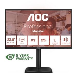 MONITOR AOC LED 23.8" Wide 24E4U IPS 1920x1080 120Hz 4ms 300cd/mq 20.000.000:1 2x2W MM Reg.H PIVOT VGA HDMI DP USB