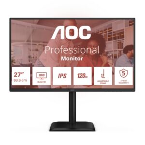 MONITOR AOC LED 27" Wide Q27E4U IPS 2560x1440 120HZ 4ms 350cd/mq 1.500:1 2x2W MM Reg.H PIVOT HDMI DP