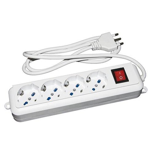 MULTIPRESA LINK 4 PRESE UNIVERSALI ITA/SCHUKO 10/16 A - SPINA 16 A CON INTERRUTTORE LKMP04
