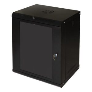 ARMADIO RACK 19" 12U LINK SERIE LIGHT COLORE NERO CON PORTA VETRO (AxPxL) MM 600X400X530 RIPIANO INCLUSO - LK1912UNL