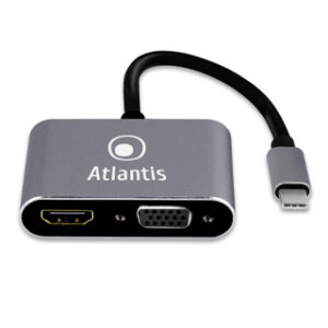 ADATTATORE ATLANTIS A04-TC_HD+V+PD da USB-C a HDMI + VGA + PD + USB 3.0