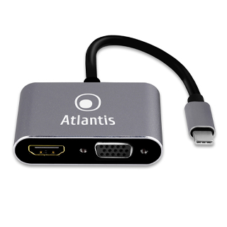 ADATTATORE ATLANTIS A04-TC_HD+V+PD da USB-C a HDMI + VGA + PD + USB 3.0
