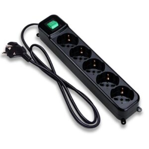 MULTIPRESA TECNOWARE FILTRATA 5 POSTI inclinati 45° Tipo Schuko/Italia 10/16A, + INTERRUTTORE Nera FMP5GIG