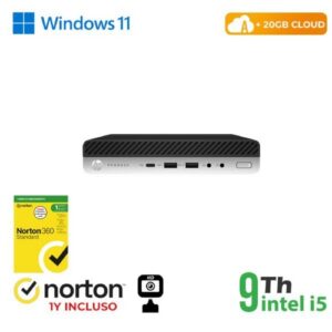ULTRA MINI PC HP RINOVO REFURBISHED DM 600 800 G5 RN65522384 i5-9x00T 8GB SSD NEW 256GB W11P WEB + CLOUD 20GB + NORTON