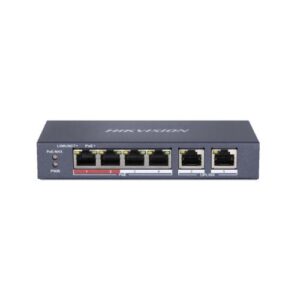 SWITCH HIKVISION L2, Unmanaged, 4 10/100M RJ45 PoE ports, 2 10/100M RJ45 uplink port, 802.3af/at, PoE power budget 35W