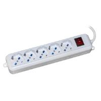 MULTIPRESA LINK 5 PRESE UNIVERSALI ITA/SCHUKO 10/16 A - SPINA 16 A CON INTERRUTTORE CAVO MT 3 CON INTERRUTTORE, BIANCA LKMP053 - immagine 2