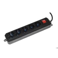 MULTIPRESA LINK 5 PRESE UNIVERSALI ITA/SCHUKO 10/16 A - SPINA 16 A CON INTERRUTTORE CAVO MT 3 CON INTERRUTTORE, NERO LKMP053N - immagine 2