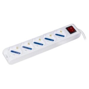 MULTIPRESA LINK 5 PRESE UNIVERSALI ITA/SCHUKO 10A - SPINA TRIPOLARE 10A CON INTERRUTTORE, BIANCA LKMP05IT