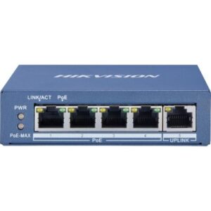 SWITCH HIKVISION L2, 4 Gigabit POE ports, 1 Gigabit RJ45 uplink port, 802.3af/at, PoE power budget 35w