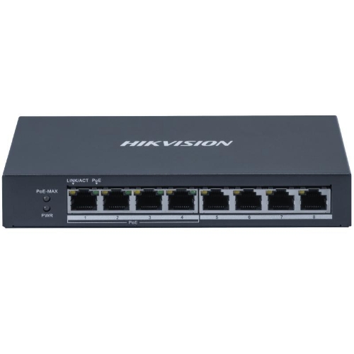 SWITCH HIKVISION 4 Gigabit POE ports, 4 Gigabit RJ45, 802.3af/at, PoE power budget 60w, SOHO - DS-3E0508P-O