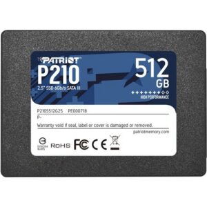 SSD PATRIOT 512GB P210 2.5" SATA3 READ:520MB/WRITE:450 MB/S - P210S512G25 - GAR. 3 ANNI